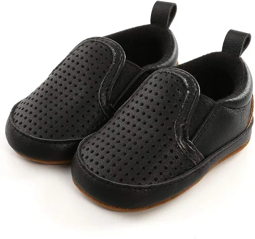 Vista 4 de Meckior - Zapatos para recién nacidos tipo mocasines de lona con suela suave para recién nacidos bebés niños y niñas que estén dando sus primeros