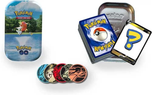 Vista 2 de Pokemon TCG - Paquete de fiesta (50 cartas surtidas en una lata, 1 tarjeta ultra rara, 1 paquete de refuerzo sellado de fábrica, 1 moneda)