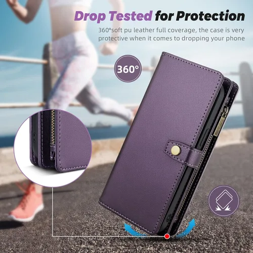 Vista 8 de TwoHead Funda tipo cartera para iPhone 12 Pro Max con tarjetero, funda magnética desmontable para teléfono 12 Pro Max, piel sintética, a prueba