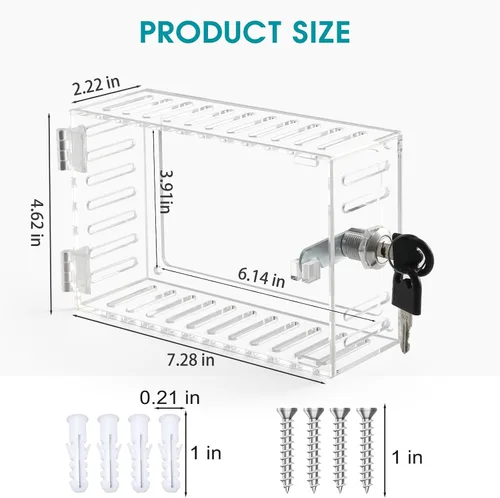 Vista 2 de SUTINE Caja de bloqueo de termostato, transparente, rectangular, 1 unidad, universal, montaje en pared, control HVAC, protector de termostato