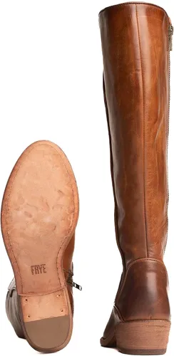 Vista 4 de Frye Carson - Botas altas para mujer hechas de cuero anticuado con ribetes de estilo occidental, cierre de cremallera interior y tacón bajo, altura