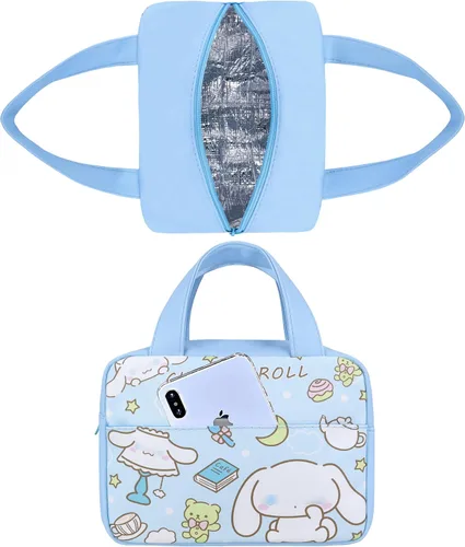 Vista 7 de Roffatide Bolsa de almuerzo de anime a prueba de fugas, impermeable, reutilizable, contenedor de almuerzo para picnic (azul)
