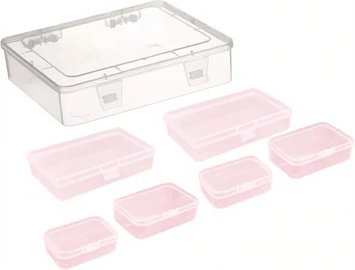 Vista 7 de Goodma Caja organizadora rectangular de plástico transparente con tapas con bisagras para objetos pequeños y otros proyectos de manualidades