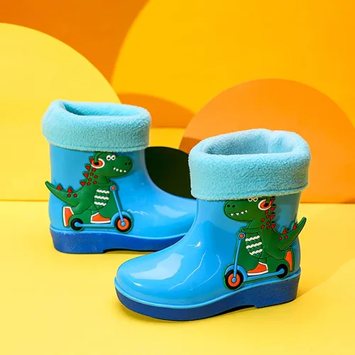 Vista 4 de Newborn Rain Boots Toddler Booties Warm Water Shoes Baby Girls Boys Waterproof Non-Slip Cartoon Dinosaur Footwear
