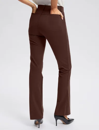 Vista 3 de Rammus Pantalones de yoga para mujer con bolsillos, pantalones de trabajo elásticos para mujer, corte de bota, para negocios, oficina, casual