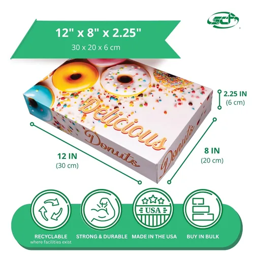 Vista 2 de Southern Champion Tray 12123 Caja de donas impresa para panadería, deliciosa impresa, productos horneados, fiestas, cumpleaños, celebraciones