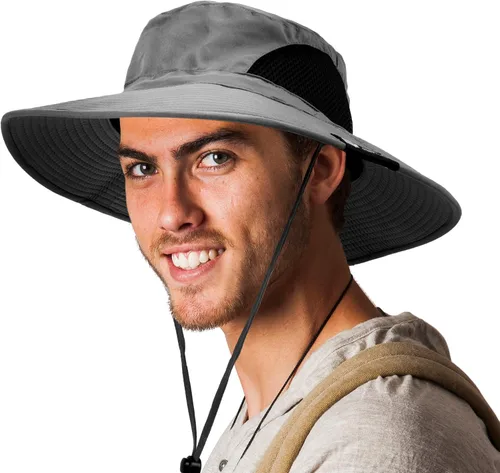 Vista 17 de SUN CUBE Sombrero de ala ancha para hombres y mujeres, sombreros de pesca, protección solar UV, sombrero de pescador, sombrero de pescador