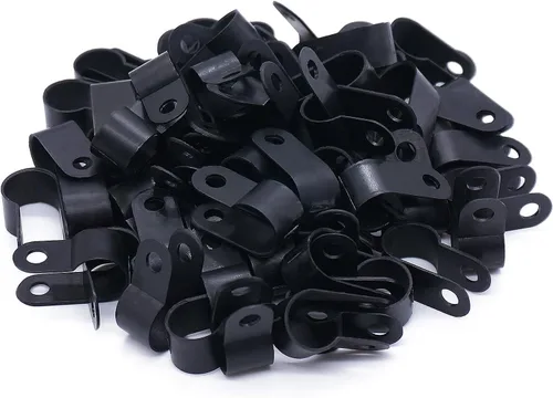 Vista 8 de mankk 50 clips de luz de cuerda de 1/2 pulgada, clips de montaje estilo P, abrazaderas de cable de plástico con cabeza plana de acero inoxidable