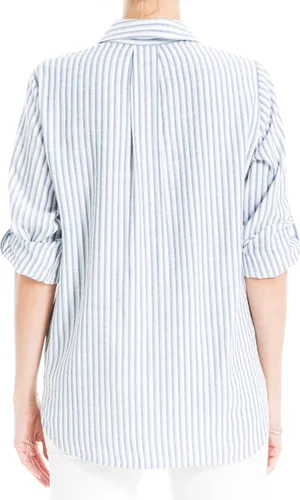Vista 3 de Max Studio Camisa de hilo teñido con botones delanteros para mujer