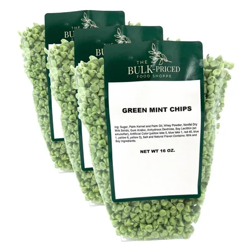 Vista 5 de Chips de menta verde, tamaño a granel, chips para hornear, (1 libra bolsa resellable con cierre de cremallera)