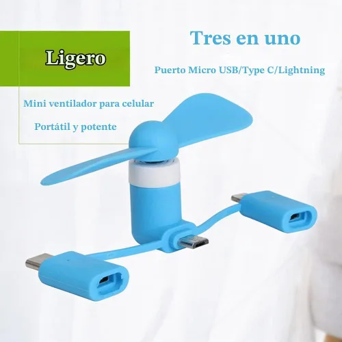 Vista 6 de A plus Mini ventilador de teléfono celular 3 en 1 compatible con iPhone/iPad/Android Smartphone/Tablet apto para micro USB/tipo C/puerto Lightning