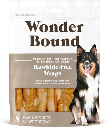 Vista 9 de Wonder Bound Mini palitos envueltos en pollo, 15 unidades, golosinas para perros sin piel cruda, masticables de salud dental para control de placa