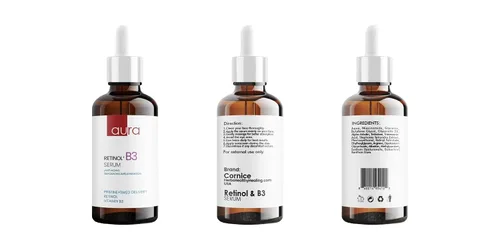 Vista 8 de AURA - Suero de retinol antienvejecimiento 1% - Retinol encapsulado, ácido hialurónico, vitamina C y E, colágeno, niacinamida, paquete económico