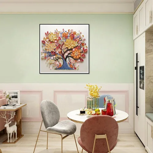 Vista 2 de SJUTOUCI Kits de pintura de diamantes para adultos, árbol de la vida 5D con forma especial de diamantes de imitación para principiantes, diamantes