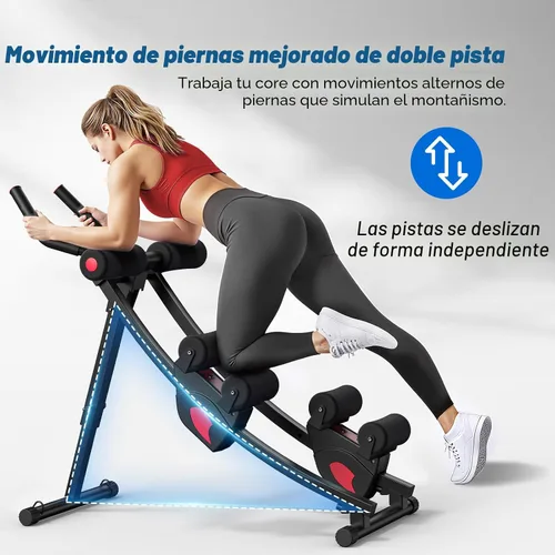 Vista 3 de MERACH Ab Machine, Adjustable Ab Trainer Machine, AB Workout Equipment for Home Gym, Independent Dual Tracks for Mountain Climber, Foldable for Home
