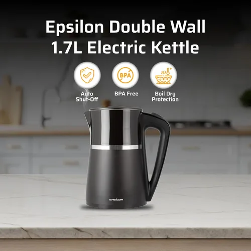 Vista 2 de Hervidor eléctrico Epsilon 1100W - 1.7L, tetera eléctrica con protección contra secado y apagado automático, tetera eléctrica de hervido rápido