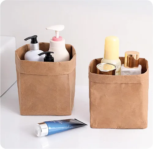 Vista 4 de Prudance Bolsas de almacenamiento de papel lavables – Bolsas de comestibles reutilizables de 6 x 11 pulgadas, macetas de papel kraft para plantas