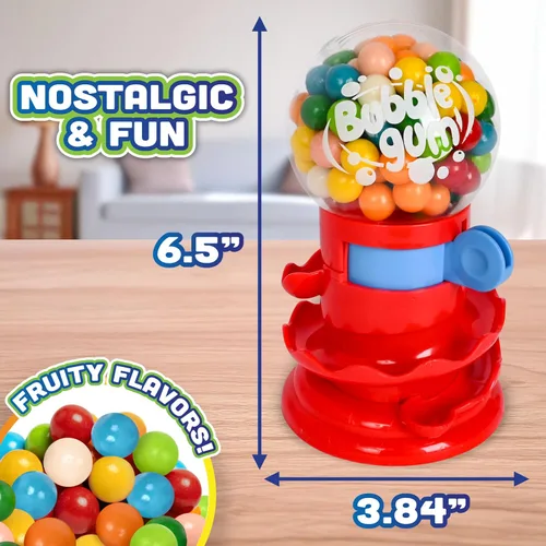 Vista 2 de Máquina de chicles Toymendous para niños con chicles - Dispensador de mini dulces de goma de mascar Alhóndiga para niños - Reciba colores rojo