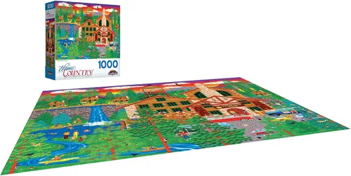 Vista 3 de RoseArt - Home Country - Dozing Bear Lodge - Rompecabezas de 1000 piezas para adultos