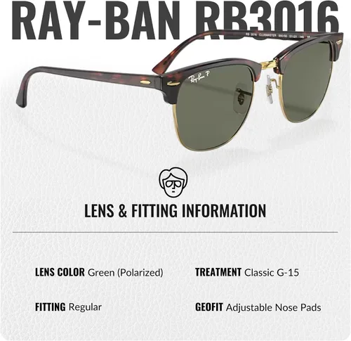 Vista 37 de Ray-Ban RB3016 CLUBMASTER CLASSIC - Gafas de sol de forma cuadrada con kit oficial de gafas