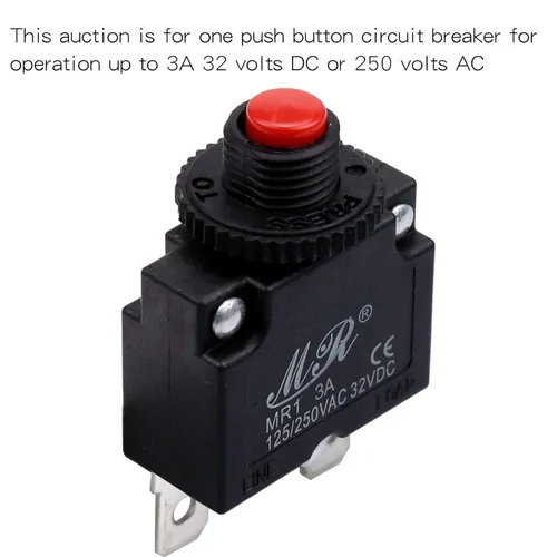 Vista 6 de Disyuntores térmicos de 3 amperios, 125/250 V CA 32 V CC, botón de reinicio manual, protector de sobrecarga, interruptor de disyuntor 3A, paquete