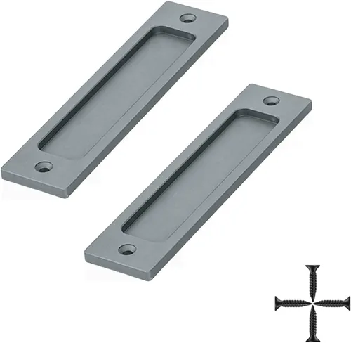 Vista 8 de Paquete de 2 manijas de puerta de granero, tirador de puerta empotrado de 6 pulgadas, manijas de puerta empotradas, tirador de dedo para puerta