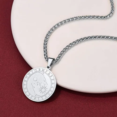 Vista 8 de FaithHeart Collar con colgante de lobo vikingo nórdico para hombres y mujeres, acero inoxidable, chapado en oro de 18 quilates, joyería con embalaje