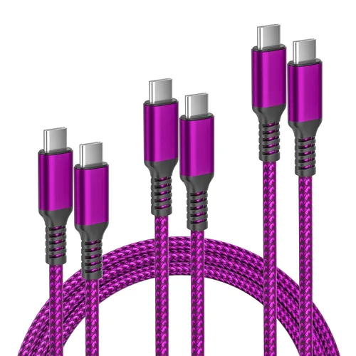 Vista 18 de Cable de carga USB tipo C, paquete de 3, (1.5/3.3/6.6 pies), de nailon, para Samsung Galaxy Fold Note 9, 8, S10, S9, S8, S10E, 10, 10E, Plus, S20