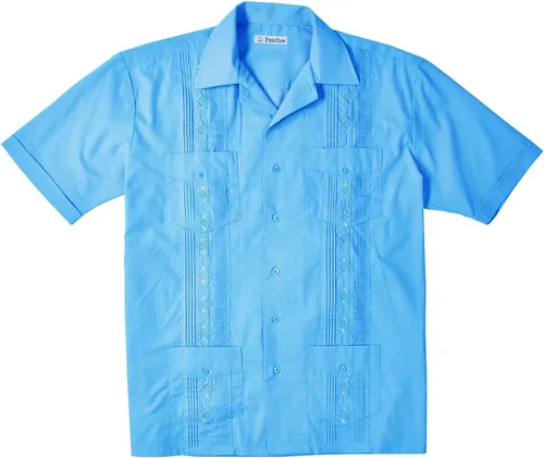 Vista 4 de Camisa deportiva Guayabera para hombre, Azul