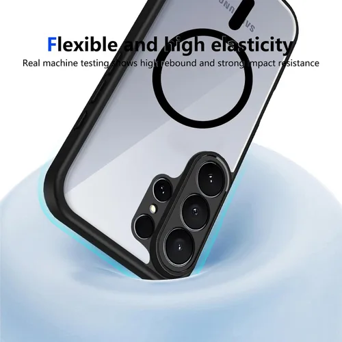 Vista 320 de Funda magnética transparente compatible con Xiaomi 17T, color negro 2 en 1 PC + TPU cubierta de teléfono a prueba de golpes, carcasa protectora