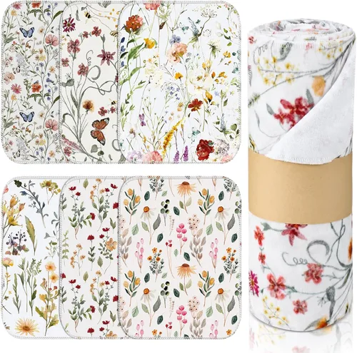 Vista 16 de Paquete de 6 paños de cocina reutilizables, toallas de algodón, flores silvestres