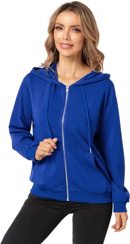 Vista 5 de Sudadera con capucha y sudadera de moda para mujer con cremallera, sudadera de manga larga