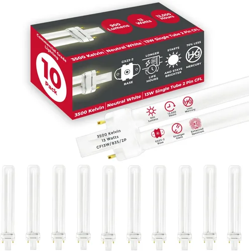 Vista 41 de GoodBulb Bombillas CFL de 13 W, base GX23 de 2 pines, 2700 K, blanco suave, 13 W, alto rendimiento, 800 lúmenes, bombillas fluorescentes compactas