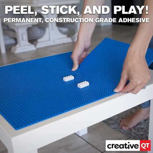 Vista 3 de Creative QT - Placas base autoadhesivas para ladrillos de construcción, compatibles con todas las marcas principales, 10.0 x 10.0 pulgadas, Azul
