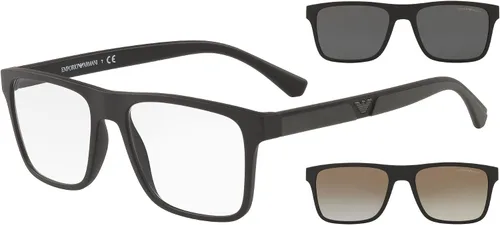 Vista 12 de Emporio Armani Mens EA4115 Rectangular Eyewear Frames With Two Interchangeable Sun Clip-ons Habana mate/transparente/marrón claro/gris oscuro