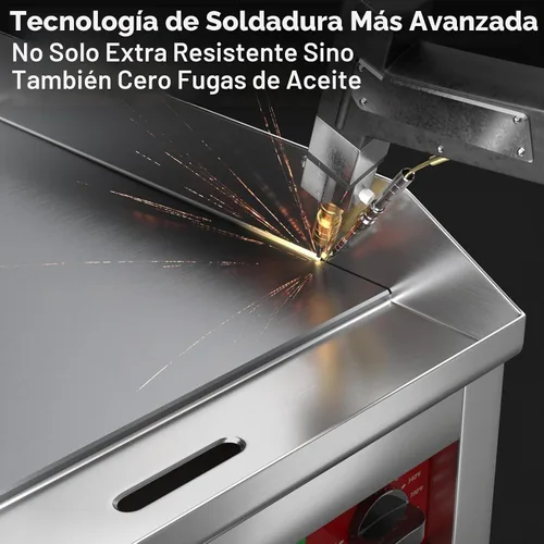 Vista 5 de CROSSON Plancha eléctrica comercial de encimera de 16"×16", planchas de superficie plana con placa de cocción de hierro antiadherente de 2/5