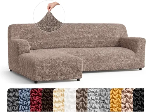 Vista 35 de PAULATO BY GA.I.CO. Funda de sofá modular, funda para sofá chaise longue en forma de L, fundas lavables para sofá esquinero, funda elástica de Gris