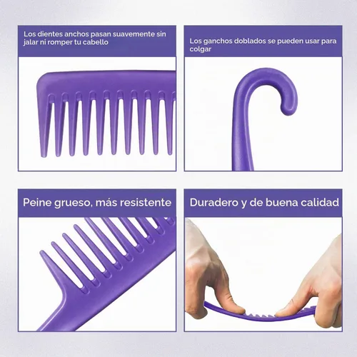 Vista 6 de Wapodeai Peine de dientes anchos para desenredar el cabello