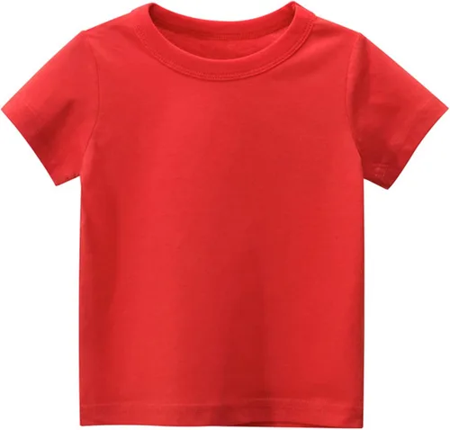 Vista 6 de Paquete de 7 camisetas de algodón suave para el verano para niños y niñas camisetas básicas de manga corta y cuello redondo