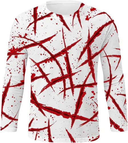Vista 2 de Shirts for Men Breathable Long Sleeve Printed Thermal Lightweight Regular Fit Tees Trendy True Comfort Tops