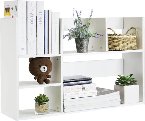 Vista 8 de TY ARTS & CULTURE - Organizador de almacenamiento de escritorio de madera, multiusos, estantería de escritorio, estante grande, estante de encimera