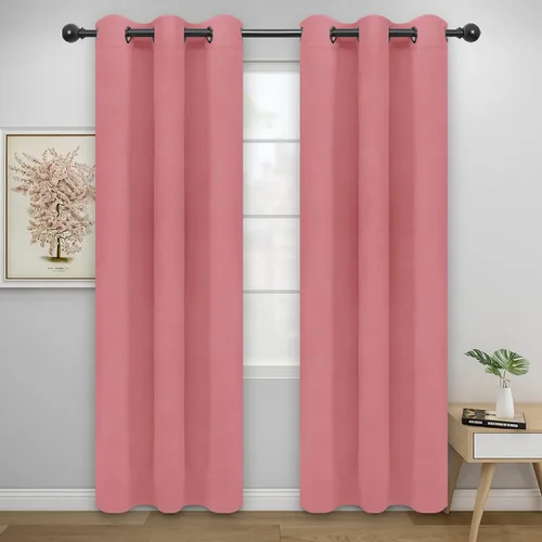 Vista 77 de Easy-Going - Cortinas opacas para dormitorio, aislamiento térmico sólido con ojales, cortinas de ventana para reducción de ruido, cortinas
