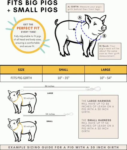 Vista 8 de PORCINE® Arnés y correa para mini cerdo, arnés totalmente ajustable con correa de estilo infinito, ideal para cerdos pequeños y medianos, duradero