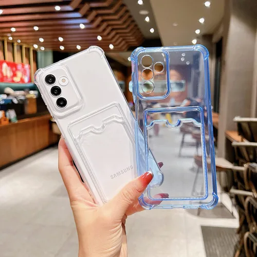 Vista 4 de Tuokiou Funda para Samsung Galaxy A14 5G, Fundas Protectoras Transparentes con Ranura para Tarjetas, Funda Cartera de TPU Suave Ajustada Resistente