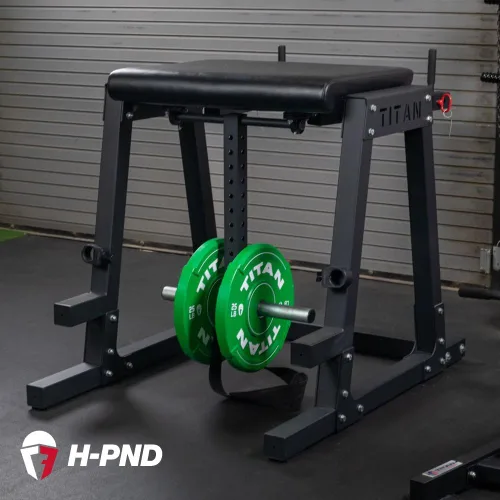 Vista 3 de Titan Fitness H-PND, máquina de hiperextensiones inversas para la parte inferior del cuerpo, clasificada 700 libras, máquina especializada