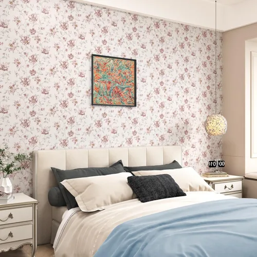 Vista 4 de WESTICK Papel tapiz autoadhesivo con diseño floral de rosas rosadas, autoadhesivo, extraíble, para paredes decorativas, dormitorio, baño