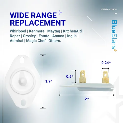 Vista 3 de BlueStars Termistor de secadora 8577274 y kit de fusible térmico para Para secadores Whirlpool y Kenmore - Sustituye a AP6013514 PS11746740