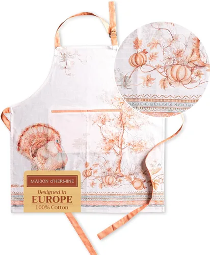 Vista 841 de Maison d' Hermine Delantales para mujer con bolsillo, 100% algodón (27.50 x 31.50 pulgadas)