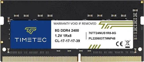 Vista 15 de Timetec Premium 8GB DDR4 2400MHz (DDR4-2400) PC4-19200 (PC4-2400T) sin ECC sin búfer 1.2V CL17 1Rx8 de rango único 260 pines SODIMM, módulo