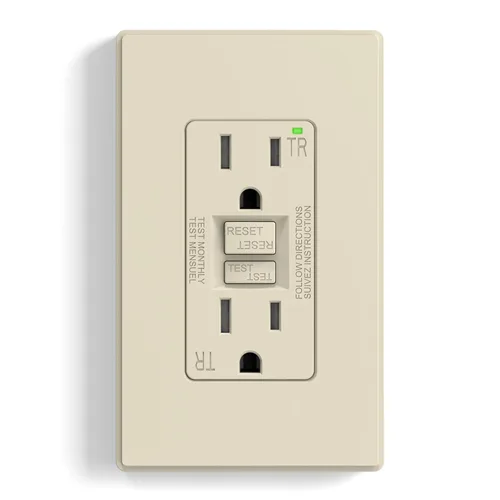 Vista 30 de ELEGRP Toma GFCI de 15 amperios, toma eléctrica GFI de autoprueba con diseño más delgado, receptáculo GFCI resistente a manipulaciones TR